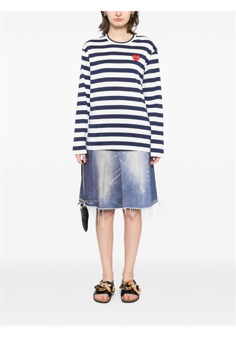 emblem t-shirt unisex navy  and white COMME DES GARÇONS PLAY | AX-T805-0511